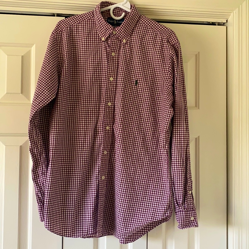 Men’s Ralph Lauren Maroon Gingham Shirt